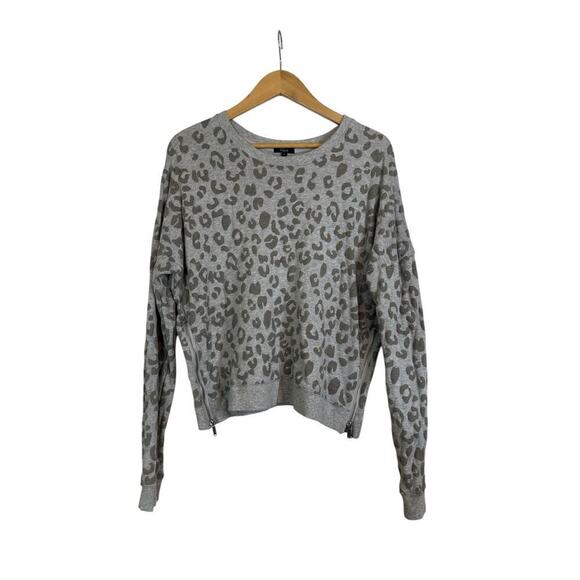 Rails Women Marlo Flocked Leopard Print Pullover Sweatshirt Size L Heather Gray - Picture 2 of 13